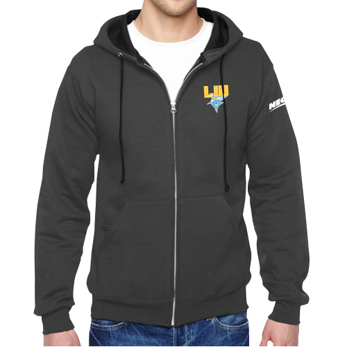 Charcoal Fleece Full Zip Hoodie-Northeast Conference Long Island University Primary Mark