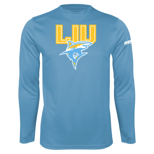 Light Blue Performance Long Sleeve Shirt-Northeast Conference Long Island University Primary Mark