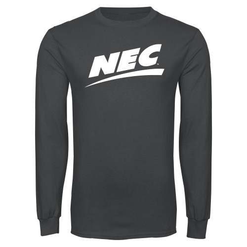 Charcoal Long Sleeve T Shirt-Northeast Conference NEC Flat Mark