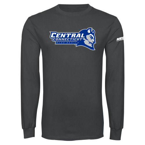 Charcoal Long Sleeve T Shirt-Northeast Conference Central Connecticut Primary Mark
