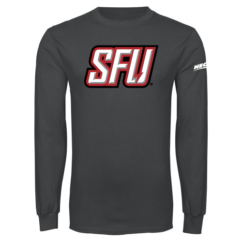Charcoal Long Sleeve T Shirt-Northeast Conference Saint Francis University Primary Mark