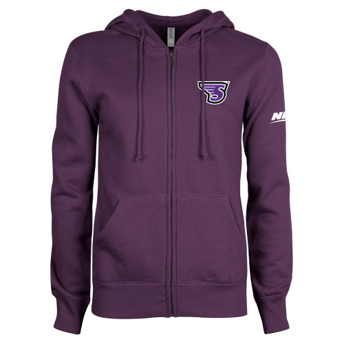 ENZA Womens Purple Fleece Full Zip Hoodie-NEC Stonehill S