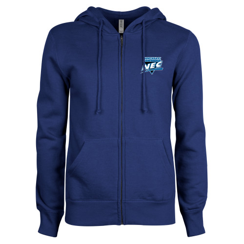 ENZA Womens Royal Fleece Full Zip Hoodie-Northeast Conference NEC Full Mark