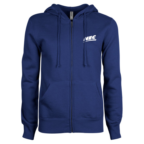 ENZA Womens Royal Fleece Full Zip Hoodie-Northeast Conference NEC Flat Mark