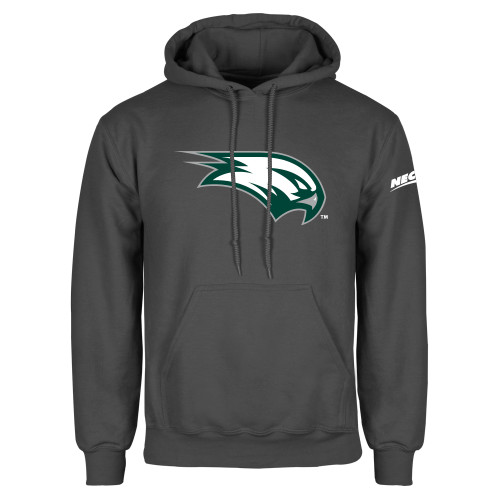 Charcoal Fleece Hoodie-Northeast Conference Wagner College Mascot Mark