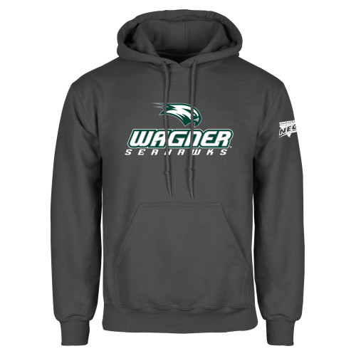 Charcoal Fleece Hoodie-Northeast Conference Wagner College Wagner Seahawks Stacked Mark