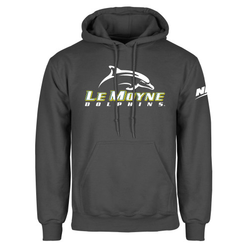 Charcoal Fleece Hoodie-NEC Le Moyne Dolphins Primary Mark