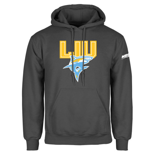 Charcoal Fleece Hoodie-Northeast Conference Long Island University Primary Mark
