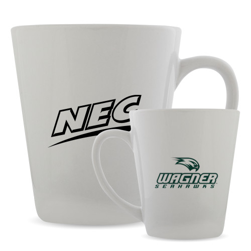 Full Color Latte Mug 12oz-Northeast Conference Wagner College Wagner Seahawks Stacked Mark