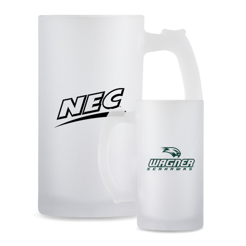 Full Color Decorative Frosted Glass Mug 16oz-Northeast Conference Wagner College Wagner Seahawks Stacked Mark