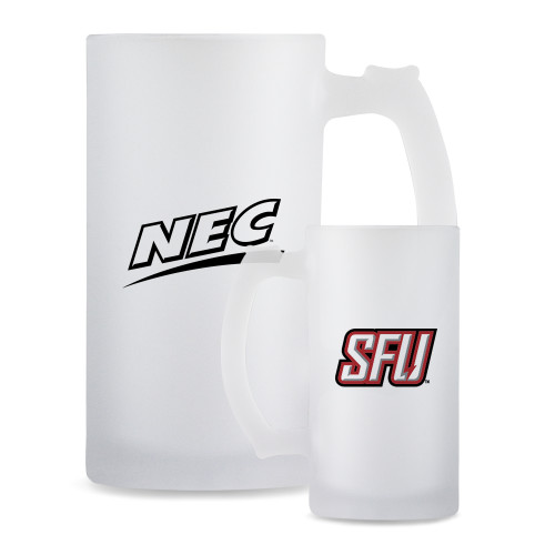 Full Color Decorative Frosted Glass Mug 16oz-Northeast Conference Saint Francis University Primary Mark