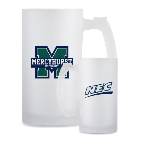 Full Color Decorative Frosted Glass Mug 16oz-Mercyhurst University Logo
