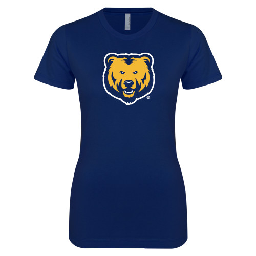  Next Level Womens Navy Boyfriend Tee - UNC Bear Logo