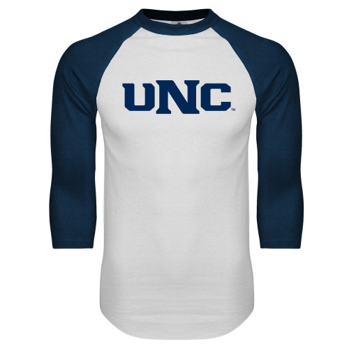  White/Navy Raglan Baseball T Shirt - UNC