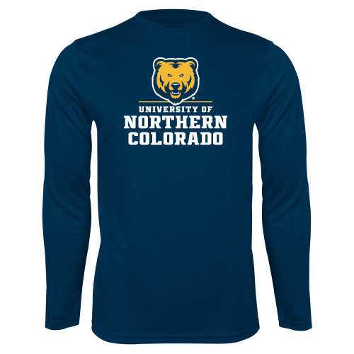  Navy Performance Long Sleeve Shirt - Northern Colorado Stacked Logo