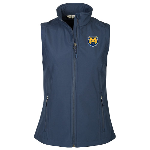  Womens Navy Core Softshell Vest - UNC Bear Logo