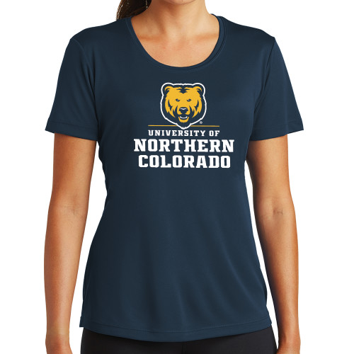  Womens Navy Performance Tee - Northern Colorado Stacked Logo