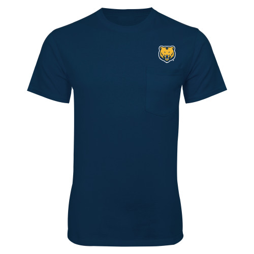  Navy T-Shirt w/Pocket - UNC Bear Logo