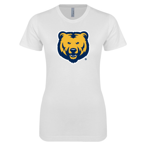  Next Level Womens White Boyfriend Tee - UNC Bear Logo