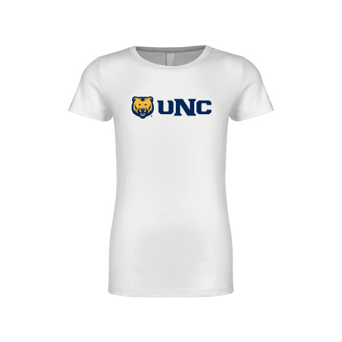  Next Level Girls White Fashion Fit T Shirt - UNC Bears