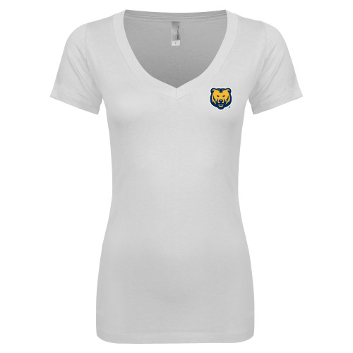  Next Level Womens White Ideal V Tee - UNC Bear Logo