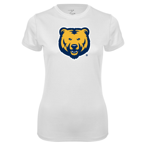  Womens White Performance Tee - UNC Bear Logo