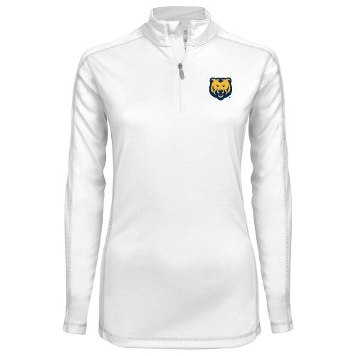  Syntrel Womens White Interlock 1/4 Zip - UNC Bear Logo