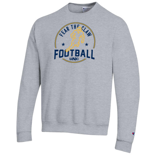  Champion Heather Grey Fleece Crew - UNC Fear the Claw Football Player