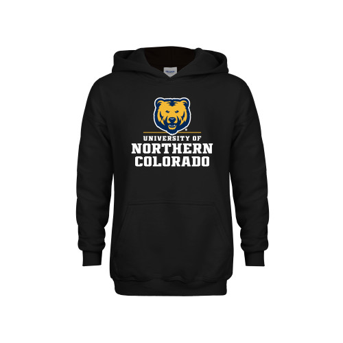  Youth Black Fleece Hoodie - Northern Colorado Stacked Logo