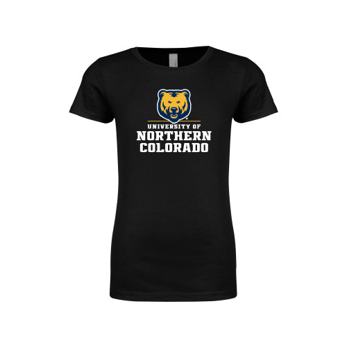  Next Level Girls Black Fashion Fit T Shirt - Northern Colorado Stacked Logo