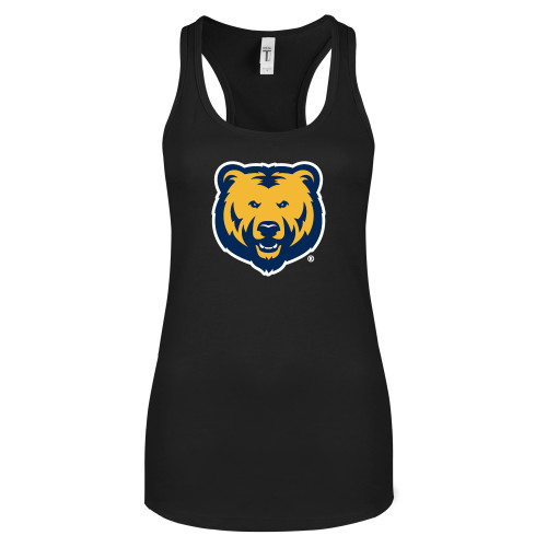  Next Level Womens Black Racerback Tank  - UNC Bear Logo