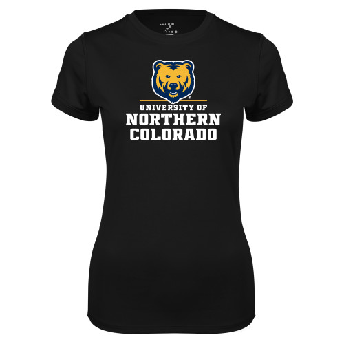  Womens Black Performance Tee - Northern Colorado Stacked Logo