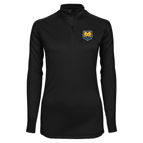  Syntrel Womens Black Interlock 1/4 Zip - UNC Bear Logo