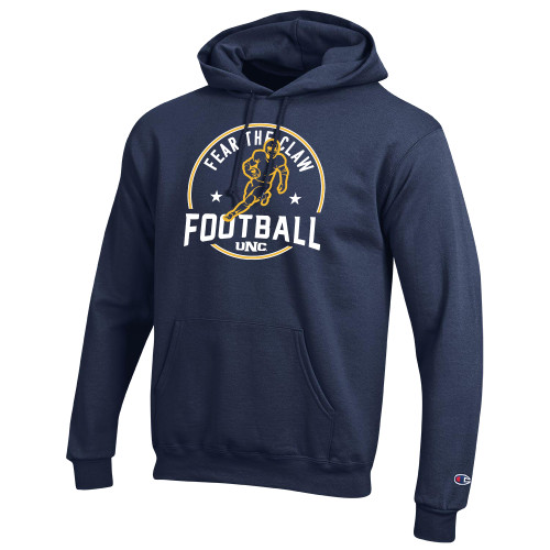  Champion Navy Fleece Hoodie - UNC Fear the Claw Football Player