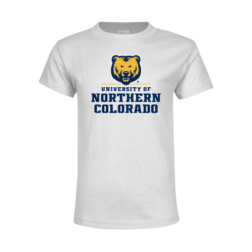  Youth White T Shirt - Northern Colorado Stacked Logo