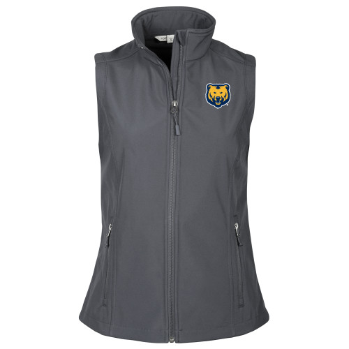  Womens Charcoal Core Softshell Vest - UNC Bear Logo