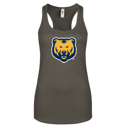  Next Level Womens Charcoal Racerback Tank - UNC Bear Logo