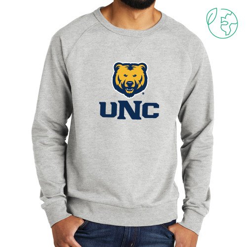  Allmade Light Grey Organic French Terry Crewneck Sweatshirt - UNC Bear Stacked