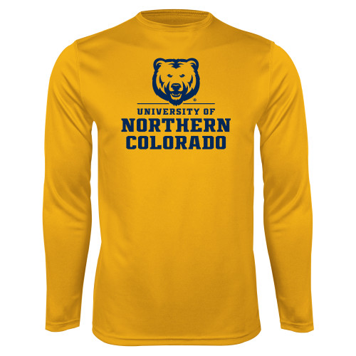  Gold Performance Long Sleeve Shirt - Northern Colorado Stacked Logo