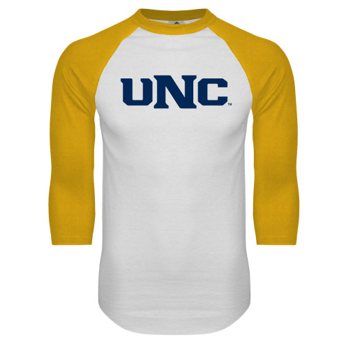  White/Gold Raglan Baseball T Shirt - UNC
