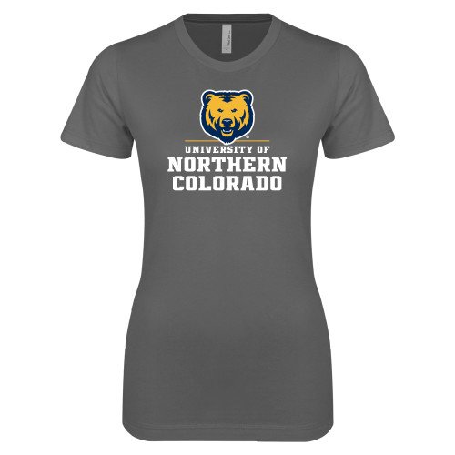  Next Level Womens Charcoal Boyfriend Tee - Northern Colorado Stacked Logo