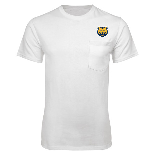 White T-Shirt w/Pocket - UNC Bear Logo