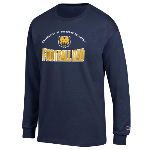  Champion Navy Long Sleeve T Shirt - UNC Bears Football Dad