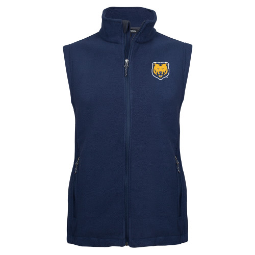  Navy Fleece Full Zip Vest - UNC Bear Logo