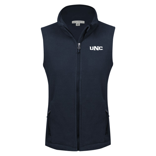  Womens Navy Fleece Full Zip Vest - UNC