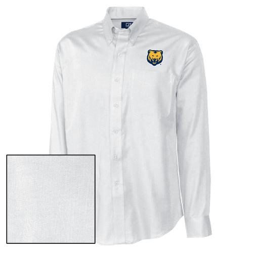  Cutter & Buck Nailshead Long Sleeve Button Down White - UNC Bear Logo