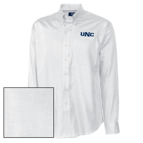  Cutter & Buck Nailshead Long Sleeve Button Down White - UNC