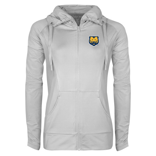  Womens White Sport Wick Stretch Full Zip Jacket - UNC Bear Logo