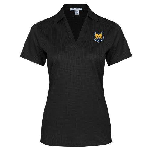  Womens Black Performance Fine Jacquard Polo - UNC Bear Logo