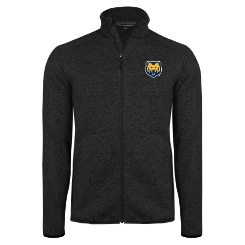  Black Heather  Sweater Fleece Jacket - UNC Bear Logo